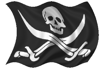 Said by many sites to be the flag flown by Jack Rackam (Calico Jack)